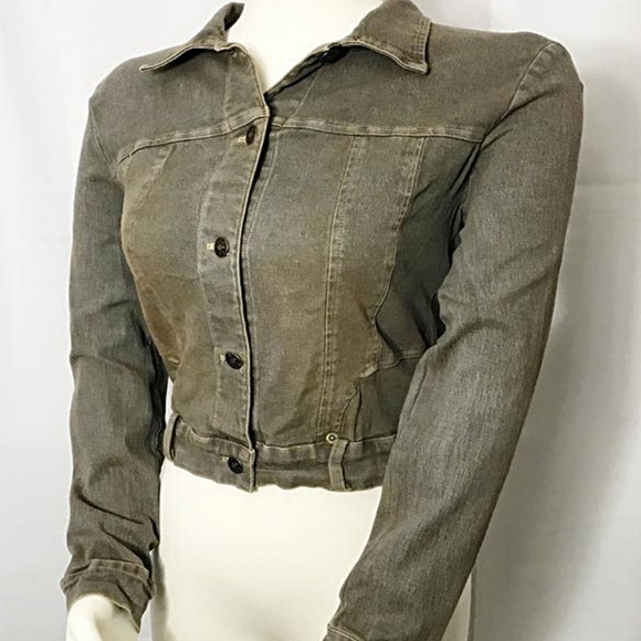 Vintage Gray Dirty Wash Denim Stretch Jacket - Picture 4 of 8